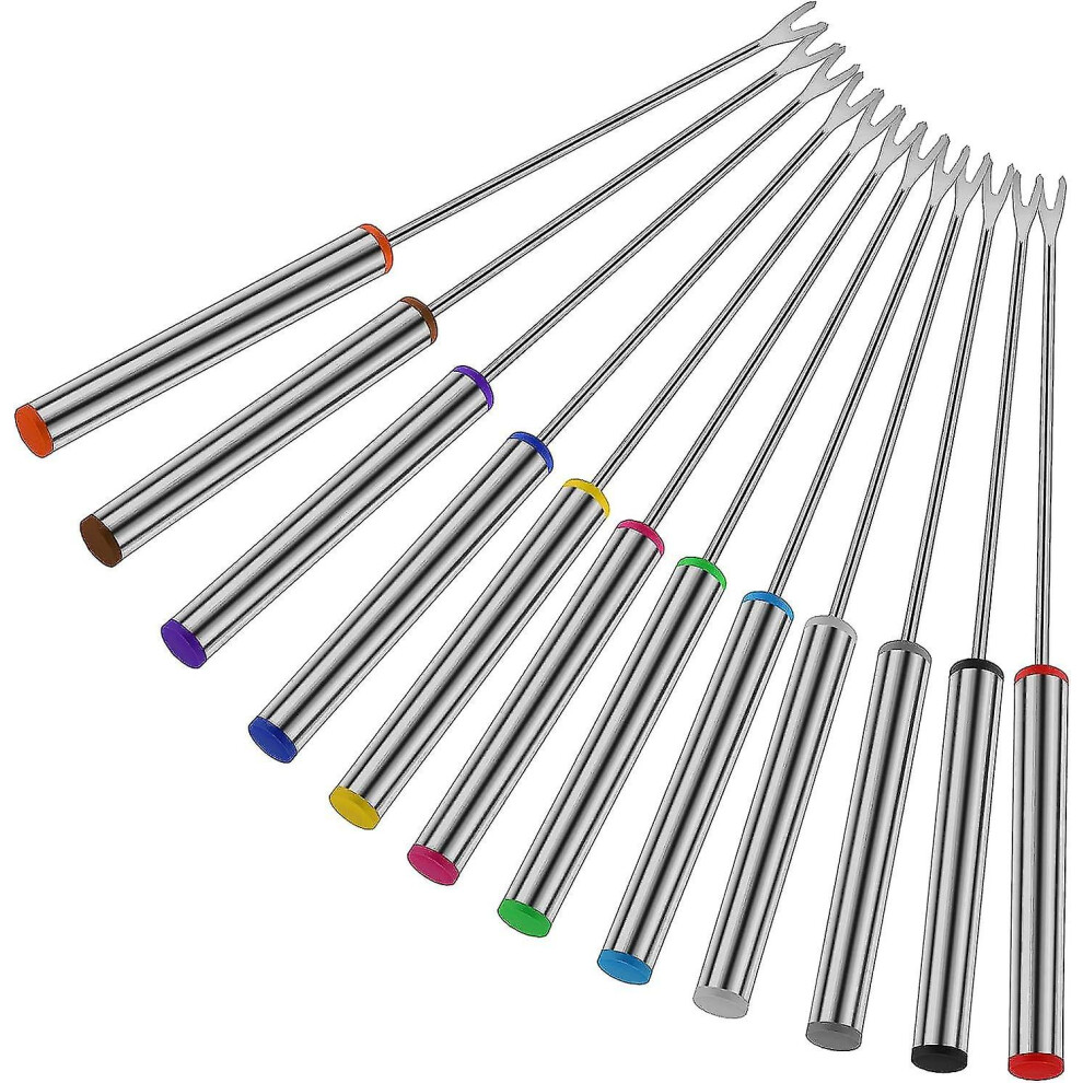 12 Pcs Fondue Forks, 9.5 Inch Stainless Steel Fondue Sticks With Heat Resistant Handle For Cheese Chocolate Fondue Roast Meat