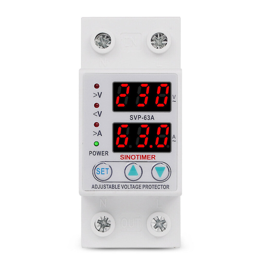 Single-phase Adjustable Self-recovery Intelligent Overvoltag 220V Protector LED Dual Display Automatic Reset Switch