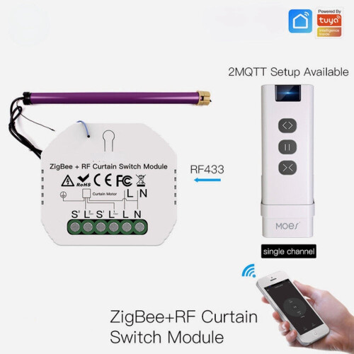 (#1) Smart Curtain Switch Module Motorized Roller Shutter Blinds Motor 2MQTT Tuya Smart APP Alexa Google Home 2