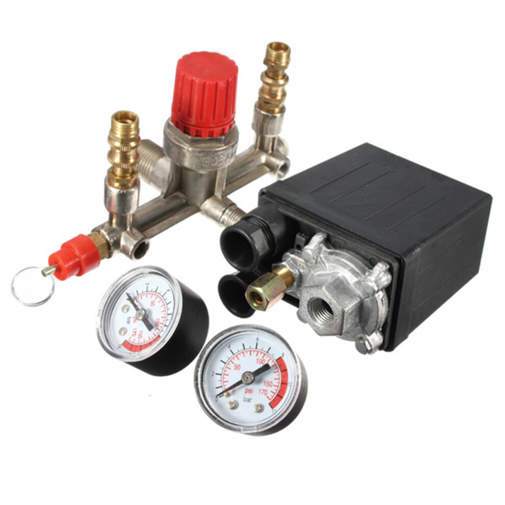 Regulator Air Compressor Pump Pressure Control Switch Valve Gauge Heaty Duty