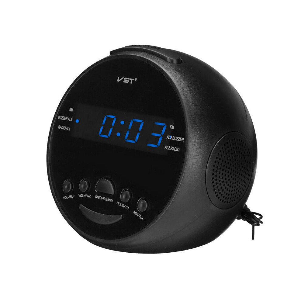 (Blue) Multifunctional LED Digital Display Alarm Clock DC 5V AM/FM Dual Channel 0.6" LED Clock Radio Alarm Clock Desktop Table Clock