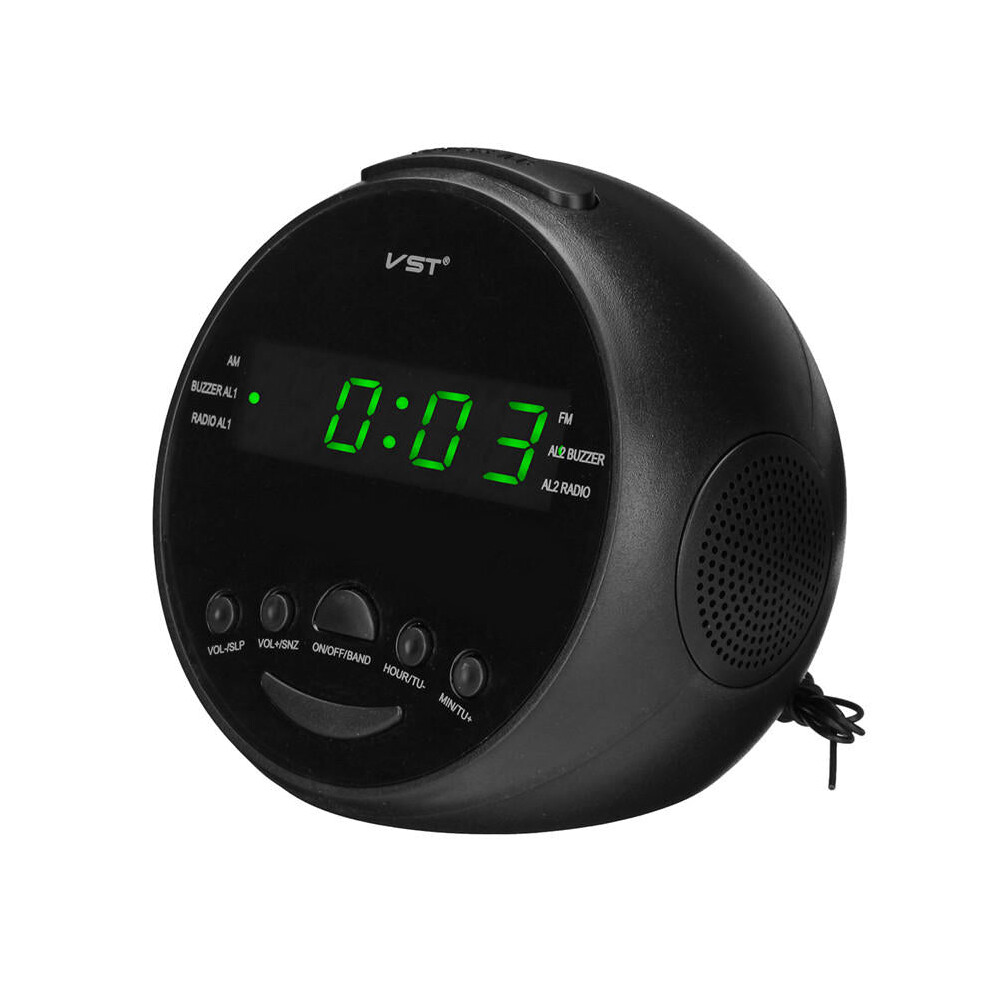 (Green) Multifunctional LED Digital Display Alarm Clock DC 5V AM/FM Dual Channel 0.6" LED Clock Radio Alarm Clock Desktop Table Clock