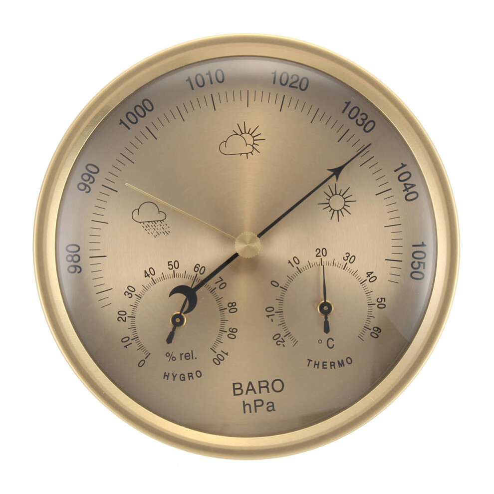 IN 1 Gold Wall Hanging Weather Thermometer Barometer Pressure Gauge Hygrometer