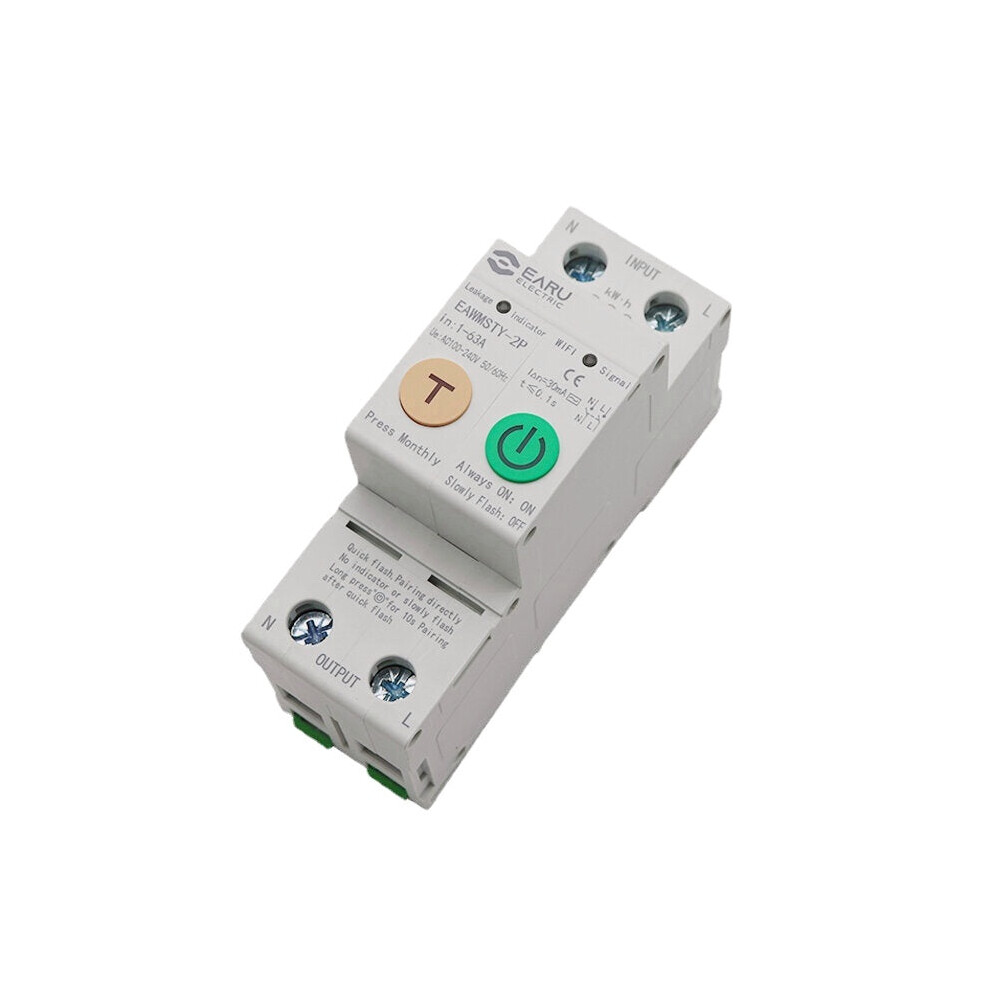 (2P) Smart Circuit Breaker Wifi Smart Energy Meter Din Rail Power Consumption Kwh Meter Timer Switch Relay Voltmeter Works With Alexa Google Home 6112212070239