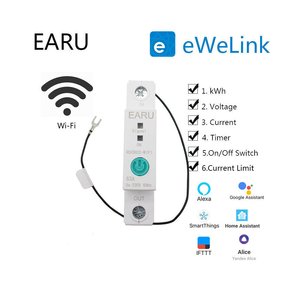 Smart WIFI Energy Circuit Breaker Meter Power Consumption kWh Meter Timer Switch Relay Voltmeter Works