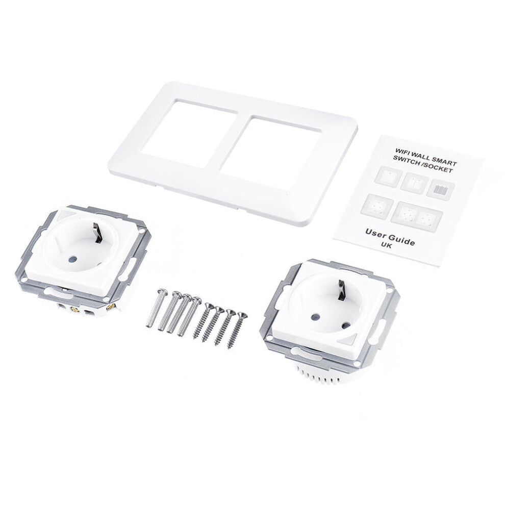 Dual DE EU WiFi Smart Light Wall Switch Socket Outlet Tuya Wireless Remote Control Work with Alexa Google Home