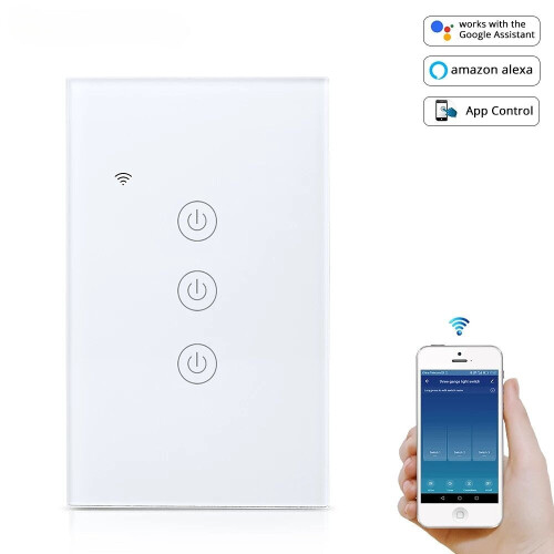 (2CH) WiFi Light Switch Neutral Optional Wire 1 2 3 Gang Alexa Google Home Assistant Control 220v 240V 2