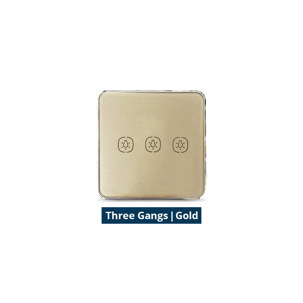 (3 Gang Gold) Wireless Remote Switch Work with Tuya Hub One Two Three Gangs Touch Switches Sticker Battery Power 2MQTT deCONZ