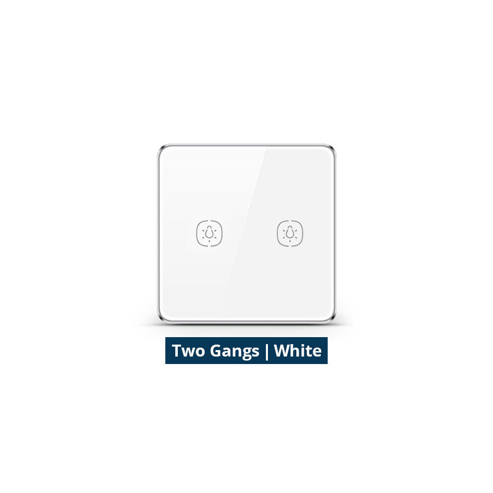 (2 Gang White) Wireless Remote Switch Work with Tuya Hub One Two Three Gangs Touch Switches Sticker Battery Power 2MQTT deCONZ