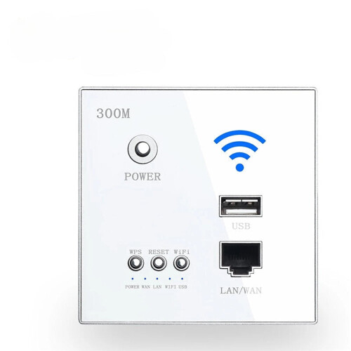 (Black) 220V 300Mbps Wireless WiFi Socket RJ45 Embedded Wall WIFI Route AP Relay Smart USB Socket Crystal Glass Panel 2