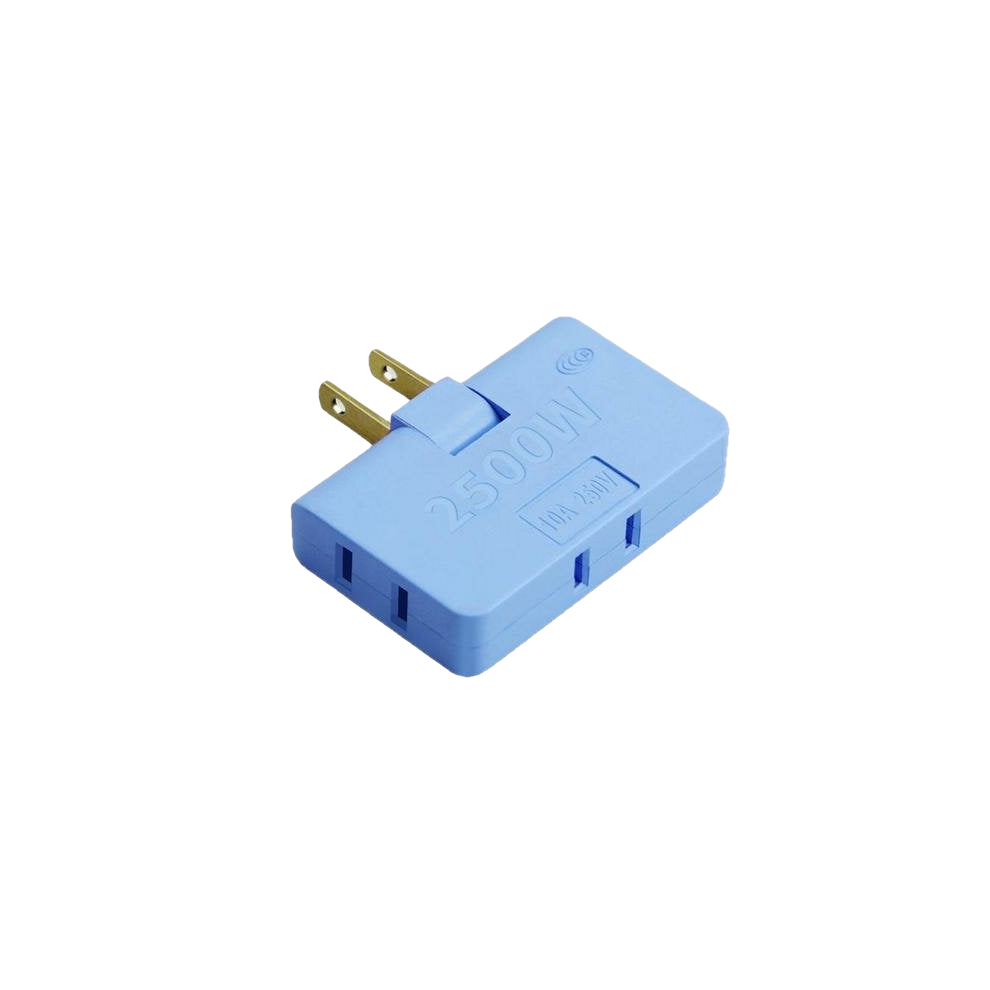 (Blue) 180 Degree Rotating Socket Ultra-thin One-turn Three-plug Household Two-hole Socket Two-pin Wireless Converter Adapter