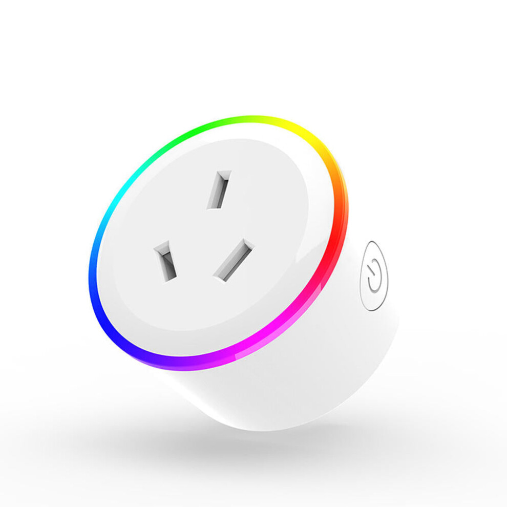 WIFI Control Socket Wireless Timer Switch Outlet With RGB LED Light Voice Control Works With Alexa Google 240V 10A AU Plug