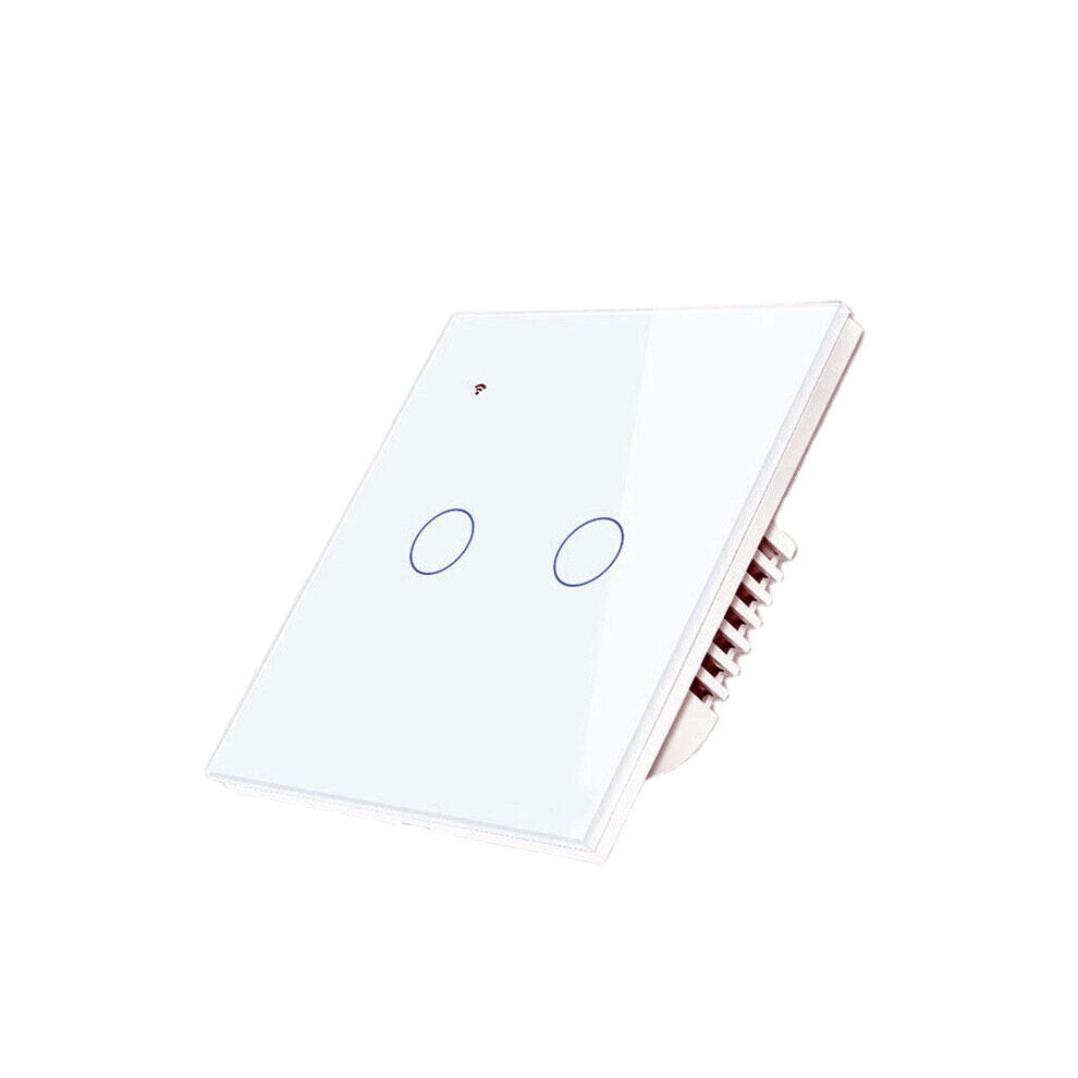 (White) Wifi+Rf433 Smart Light Touch Switch 2Gang Eu Wireless Remote Control Works With Alexa Google Home 6112212082386