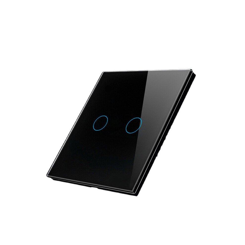 (Black) Wifi+Rf433 Smart Light Touch Switch 2Gang Eu Wireless Remote Control Works With Alexa Google Home 6112212082379