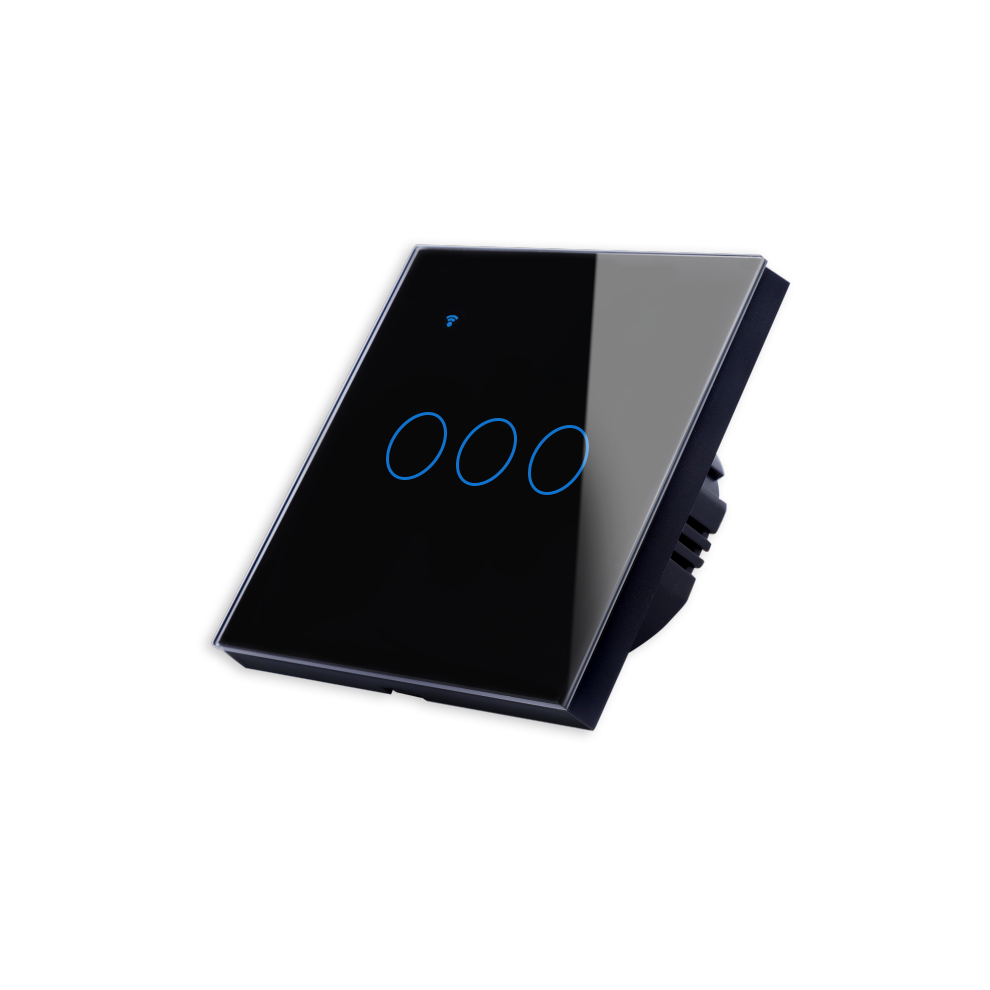 (Black) WiFi Wireless 3Gang 2 Way Smart Wall Touch Switch AC 100V/220V Wireless Wall Light Switch EU/UK Standard Smart Home