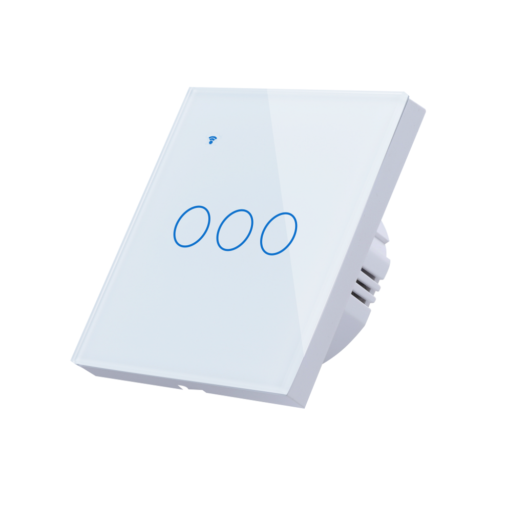 (White) WiFi Wireless 3Gang 2 Way Smart Wall Touch Switch AC 100V/220V Wireless Wall Light Switch EU/UK Standard Smart Home