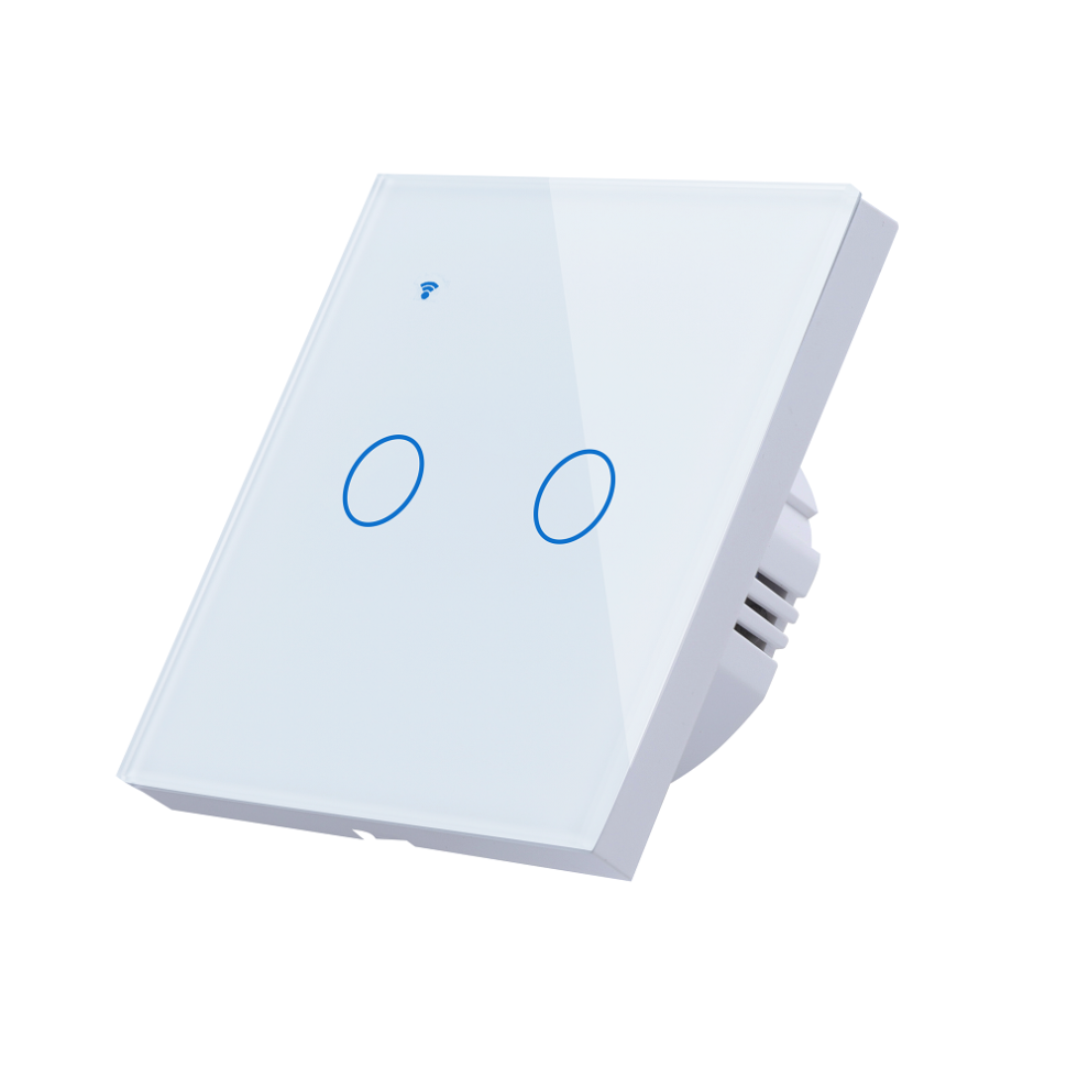 (White) WiFi Wireless 2Gang 2 Way Smart Wall Touch Switch AC 100V/220V Wireless Wall Light Switch EU/UK Standard Smart Home