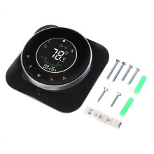 (Black) WiFi Black/White 24V WiFi Smart Heat Pump Thermostat Temperature Controller Smart Life/Tuya APP Remote Control Works with Alexa Google Home