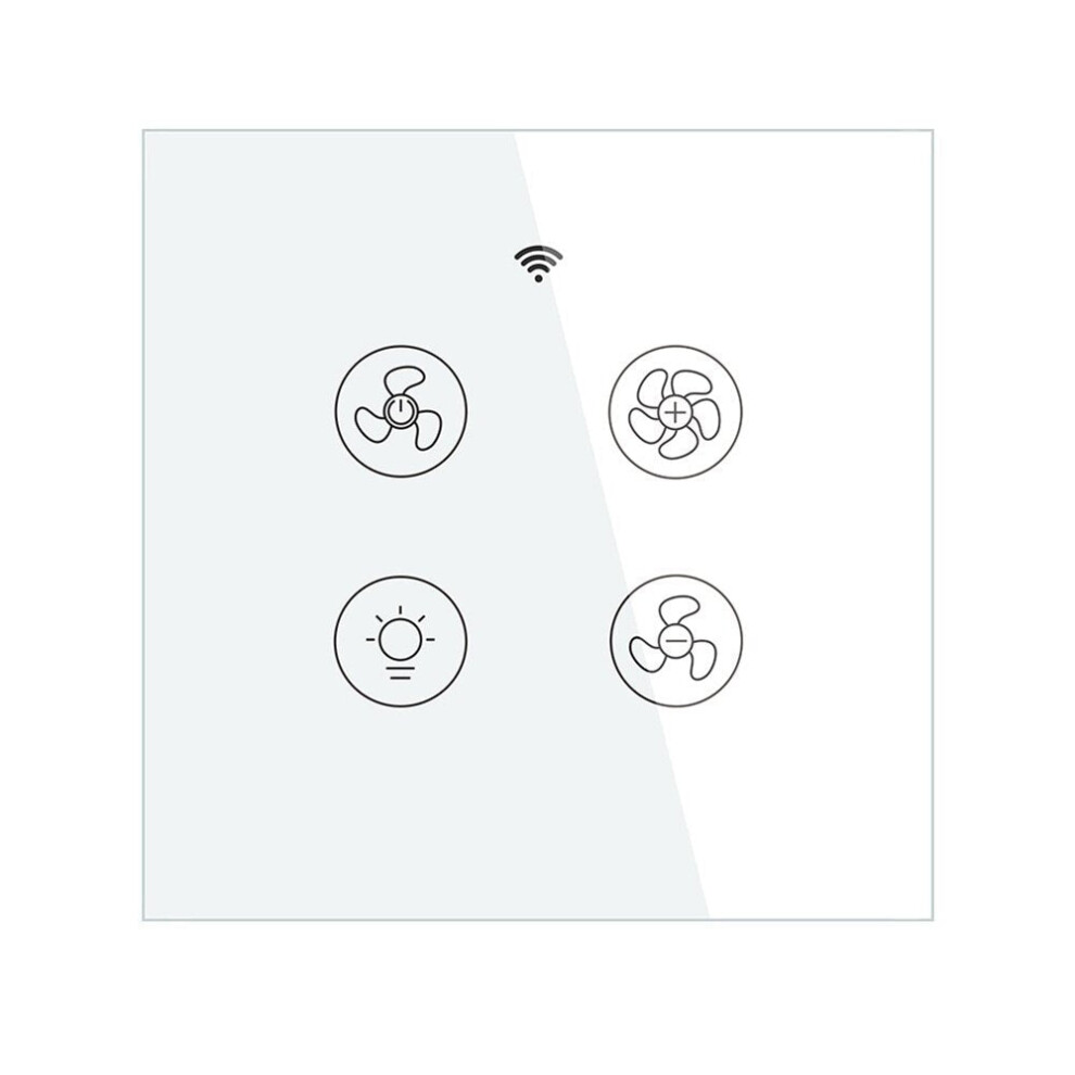 (White) WiFi RF Smart Ceiling Fan Light Switch EU 2/3 Way RF Remote Speed Control Works with Alexa Google Home