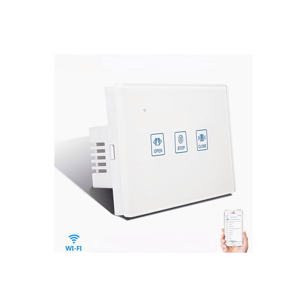 (White) WiFi Curtain Touch Wall Switch Crystal Panel Electric Motorized Blinds Smart Switch Tuya Remote Control With Google Home