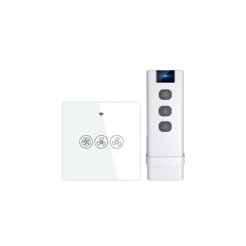 (switch EU+Controller) WiFi RF433 Smart Ceiling Fan Switch Smart Life/Tuya App 2/3 Way Control Wireless Remote Control Works with Alexa and Google