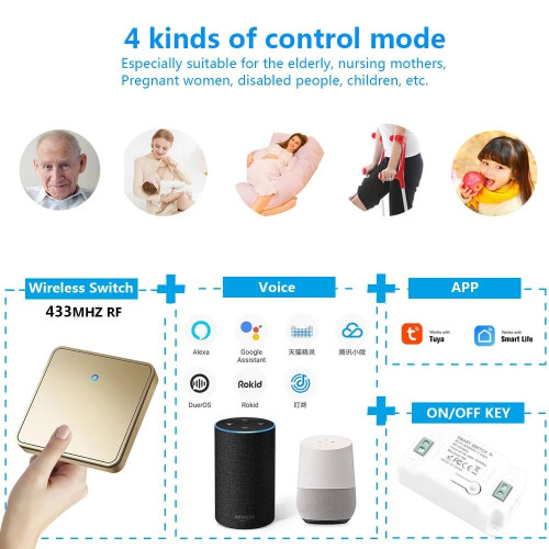 (1 Way 1 Control) WiFi 433Mhz Smart Switch Mobile Phone APP Voice Wireless Remote Controller Timer Work With APP Smart Life 2