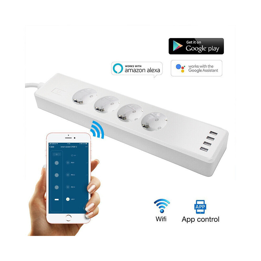 Smart Wireless WiFi EU Power Socket European Standard Voice Control Work with Amazon Alexa