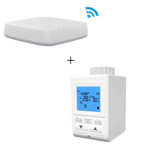 Smart Wireless Gateway HUB+1pcs Thermostat Heater Temperature Controller TRV Thermostatic Radiator Valve Controller 1