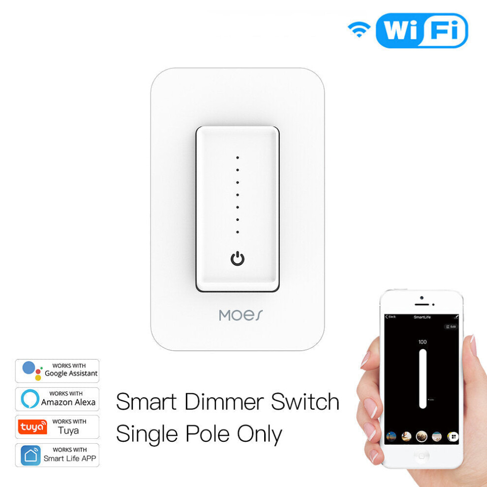 Us Wifi Smart Light Dimmer Switch Smart Life/Tuya App Compatible With Alexa Google Home For Voice Control No Hub Required 6112212080979