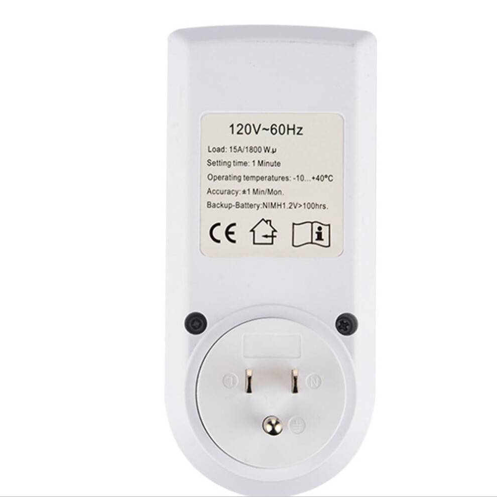 (US Plug) Plug-in 24h Digital Electronic Timer Switch Socket Automation Programmable