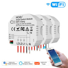 (3pcs) Mini WiFi Smart Light Switch 3 Gang 1/2 Way Module Smart Life/Tuya App Control Works with Amazon Alexa Google Home