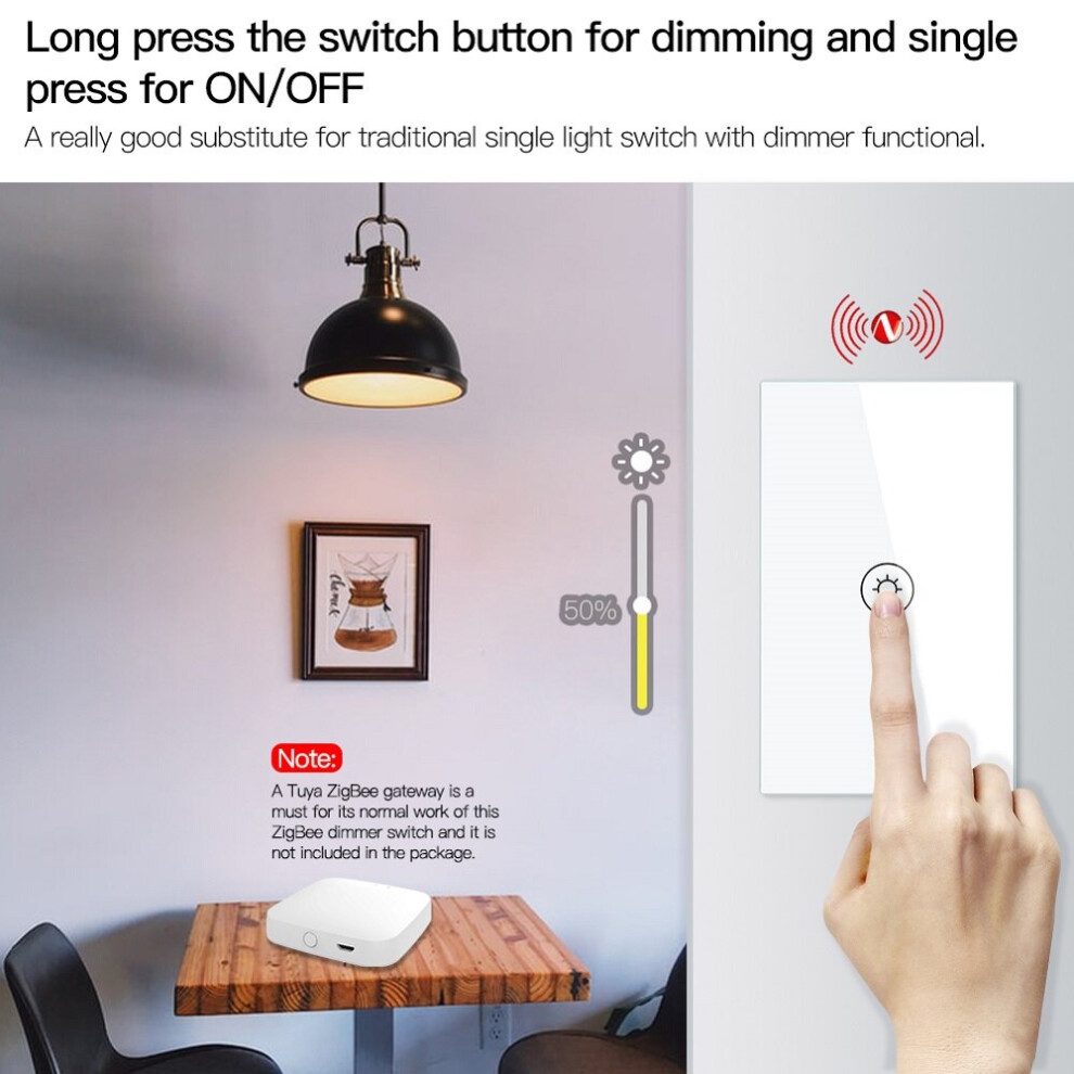 (1 Gang White) Dimming Switch Thyristor Stepless Dimming US Smart Switch Works with Alexa Google Home 250V 1/2/3 Gang