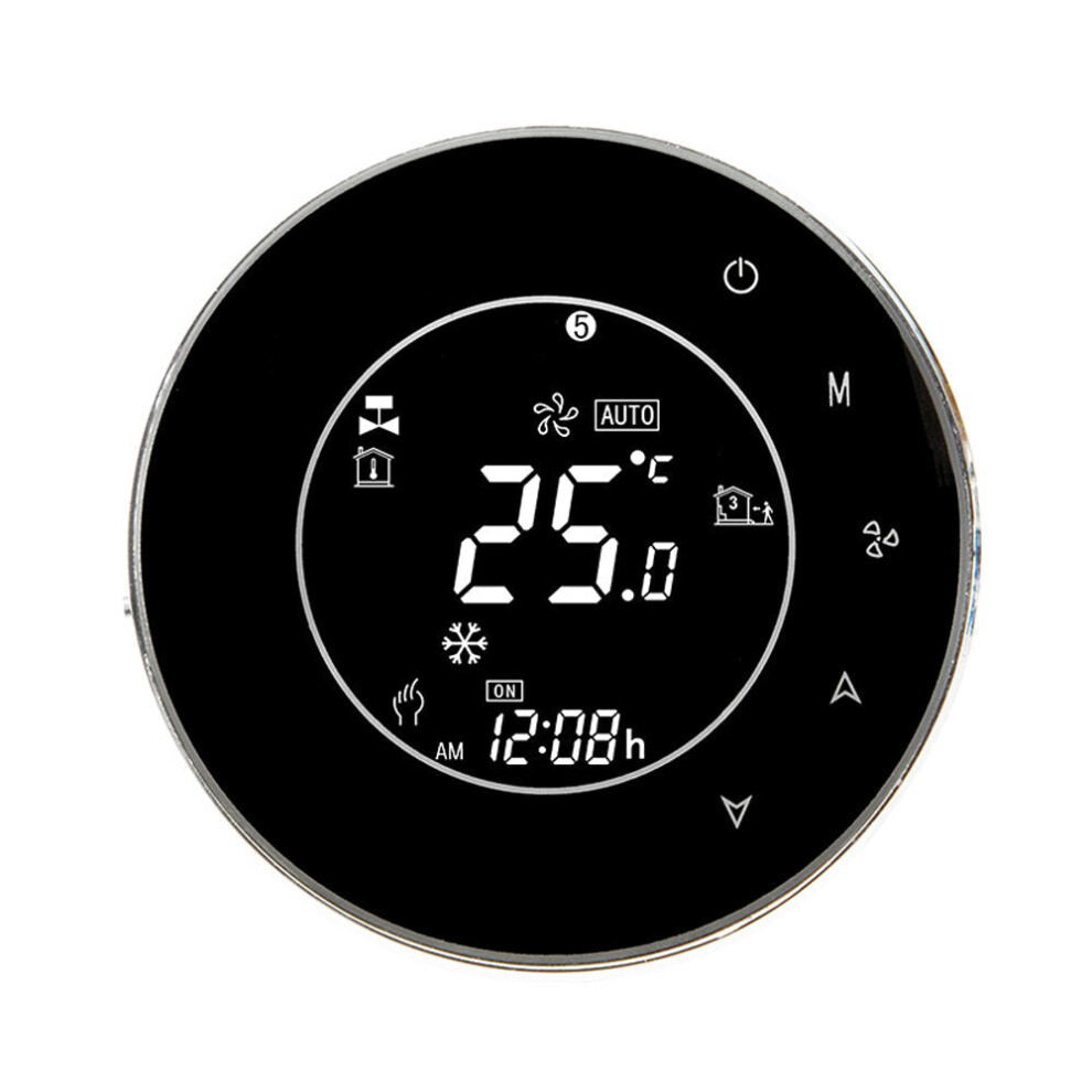 (Black) LCD Touch Screen Electric Underfloor Heating Thermostat Backlight WIFI 16A Works With Alexa Google Home