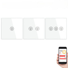 (2 Gang White) Dimming Switch Thyristor Stepless Dimming EU Smart Switch Works with Alexa Google Home 250V 1/2/3 Gang