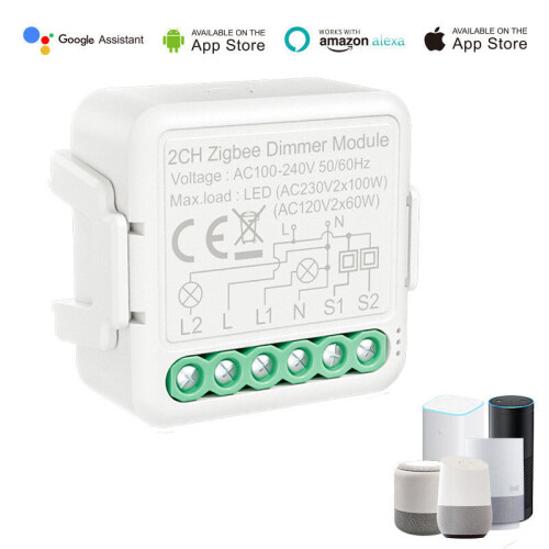 Dimmer Smart Switch Module Controller 2 Way/2CH Remote Control Smart Light Switch Relay Google Assistant Alexa 2