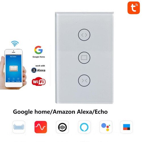 (White) Wifi US Curtain Switch Mobile Phone Remote Control Works with Amazon Alexa Google Home 2