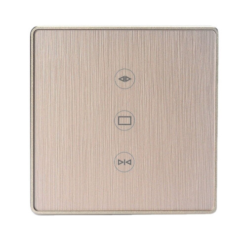 (Gold) WiFi Curtain Switch Type 86 EU Standard Metal Frame Brushed Wall Curtain Switch