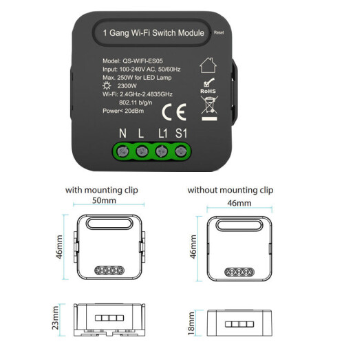 Smart WiFi Switch Relay 1 Gang 2 Way Wireless Remote Ctonrol Light Switch Module Compatible Alexa Google Home 2