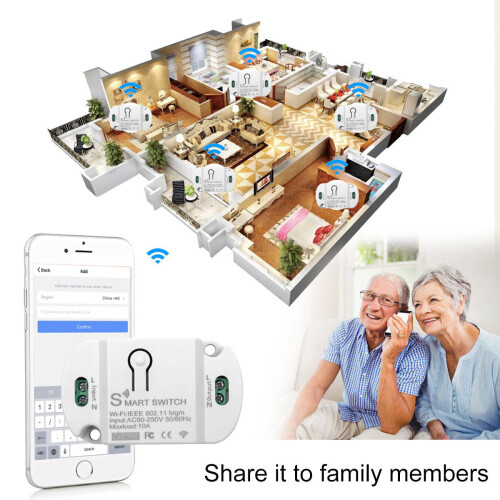WiFi Smart Switch Wireless Remote Switch APP Control Universal Smart Home Automation Module Voice Control Compatible with Alexa /Google Home 1