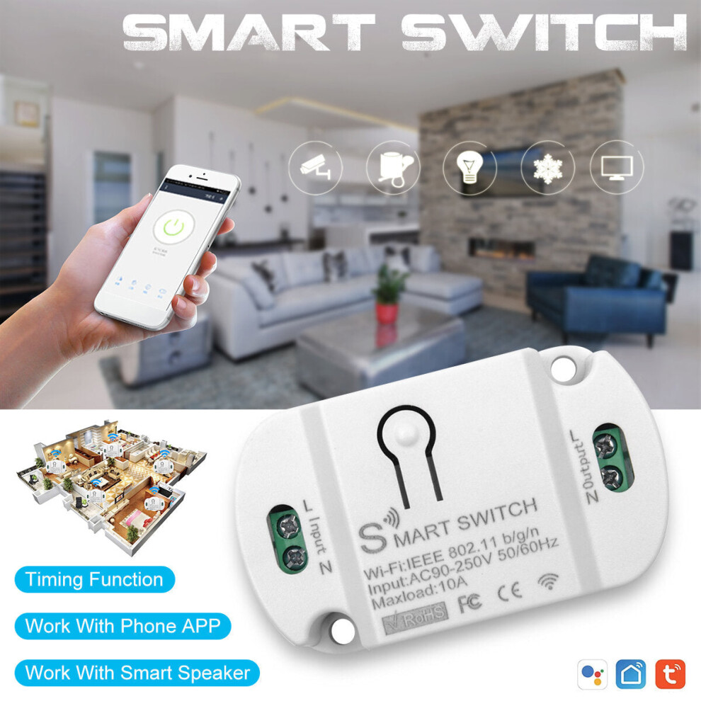 WiFi Smart Switch Wireless Remote Switch APP Control Universal Smart Home Automation Module Voice Control Compatible with Alexa /Google Home