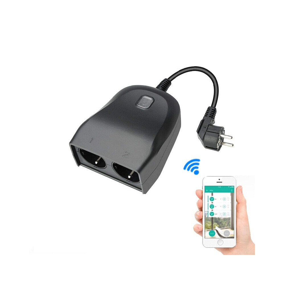 WiFi Smart EU Plug Socket Controller IP44 Outdoor Waterproof Alexa Google Home Automation 2000W