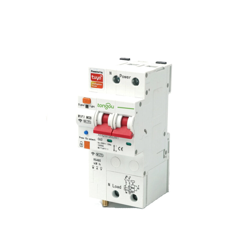 Single Phase WIFI Smart Energy Meter Kwh Metering Monitoring Circuit Breaker Timer Relay with Leakage Protection 63A