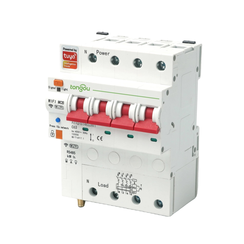 4P 63A Single Phase WIFI Smart Energy Meter Kwh Metering Monitoring Circuit Breaker Timer Relay with Leakage Protection