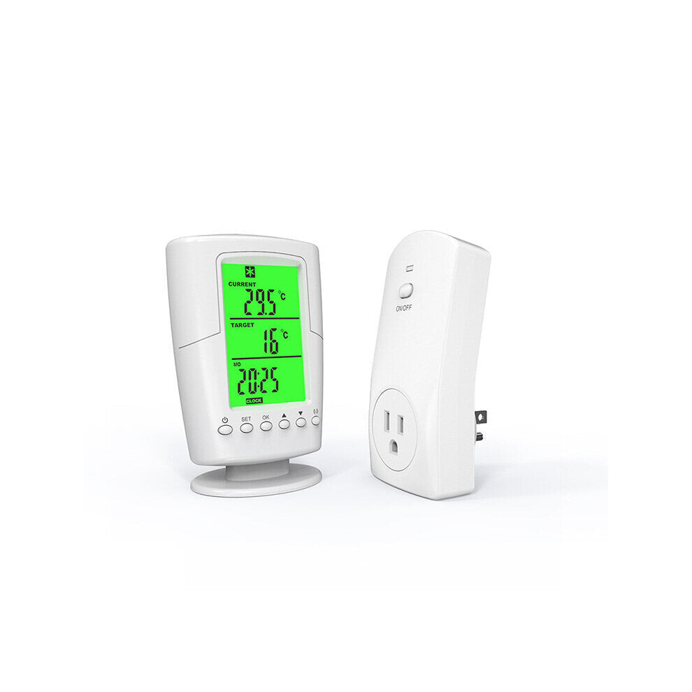(US Plug) Programmable Wireless Thermostat Socket White LCD Home Intelligent Temperature Control Socket