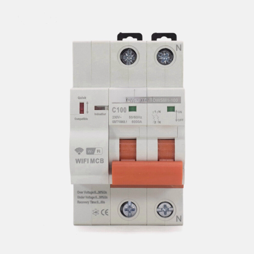 (80A) WiFi Circuit Breaker Timer Remote Control with Overload and Overvoltage/Undervoltage Protection Intelligent Reclosing Switch