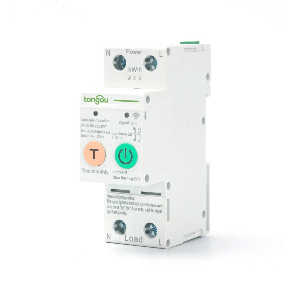 Single Phase WIFI Smart Energy 63A Meter Kwh Metering Monitoring Circuit Breaker Timer Relay with Leakage Protection