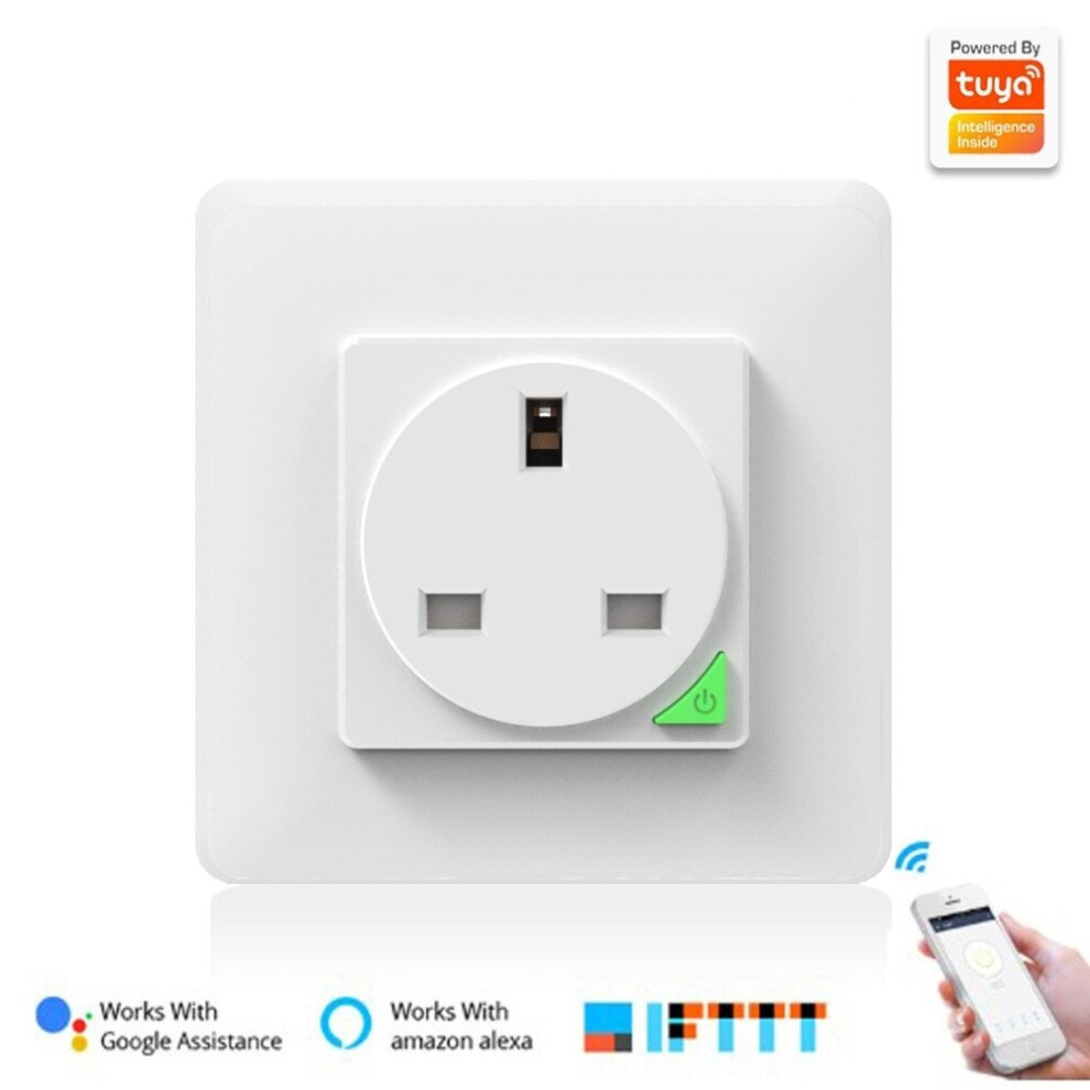 UK Plug Tuya Smart WiFi Wall Socket Switch Work with Google Alexa 110-240V