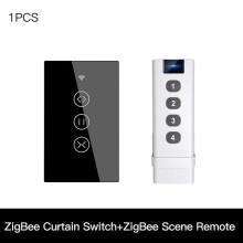 (1 US and Scene) 433MHz Smart Touch Curtain Switch Roller Blinds Shutter Wireless Control Relay Status Works with Alexa Google Home