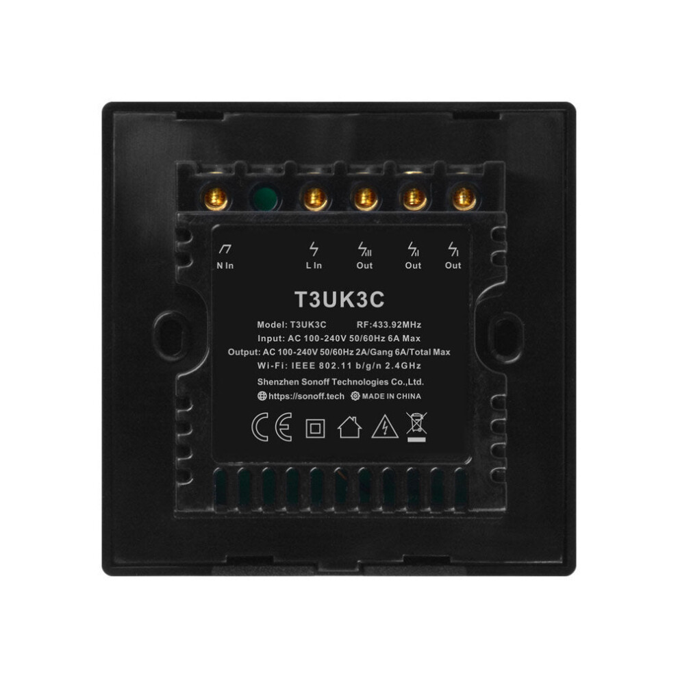 (UK) WIFI Wall Switch 433Mhz RF Smart Wall Touch Light Switch For Smart Home Work With Alexa Google Home,EU/US/UK AC 100-240V 1/2/3 Gang