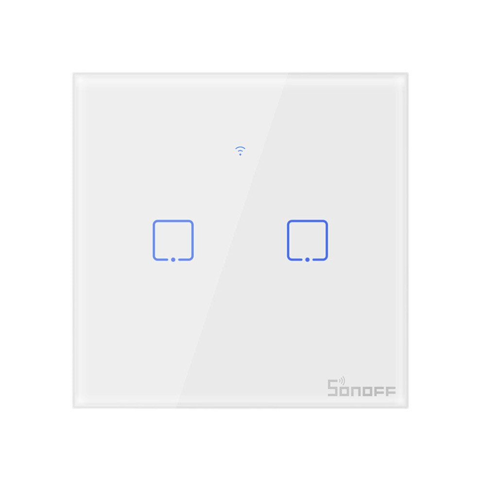 (UK 2Gang) WIFI Wall Switch 433Mhz RF Remote Controlled Wifi Switch Smart Home Switch Works With Alexa Google Home,EU/UK AC 100-240V 1/2/3 Gang